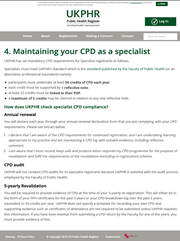 Uk Public Health Register - 4. Maintaining Your CPD As A Specialist ...