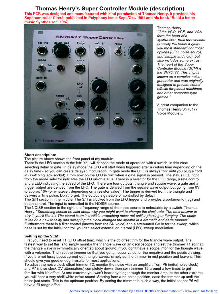 Thomas Henry Super Controller Module | PDF | Electricity | Information ...