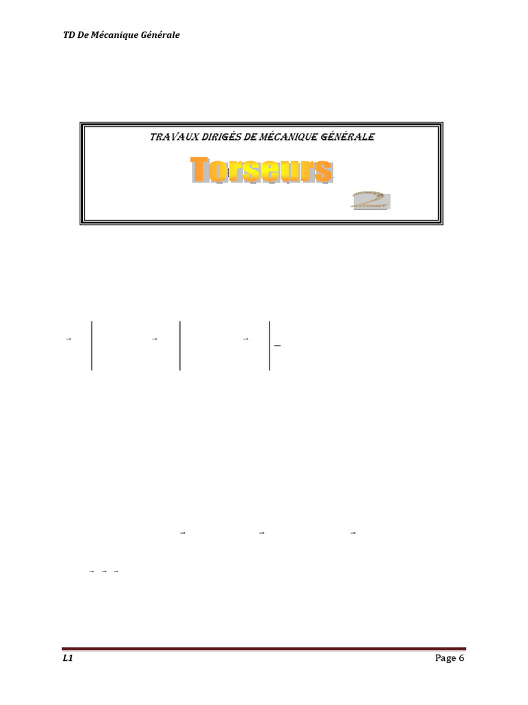 Exercices de Mécanique Générale L1 | PDF