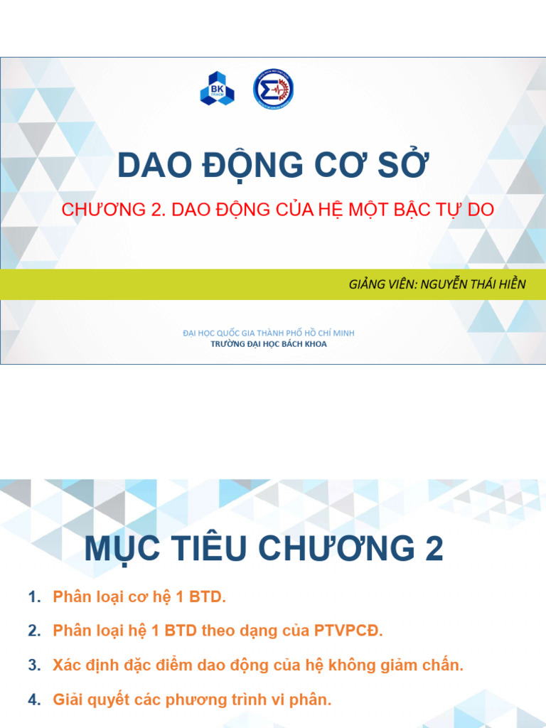 Chương 2 - Dao động hệ 1 bậc tự do | PDF