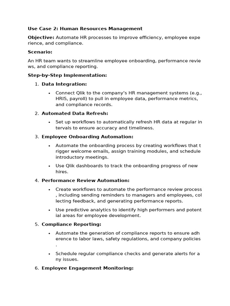 Use Case 2: Human Resources Management Objective: Scenario | PDF