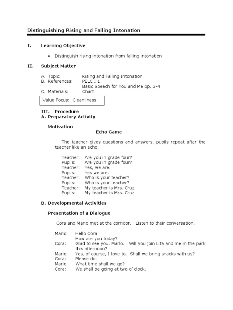 Rising and Falling Intonation Guide | PDF
