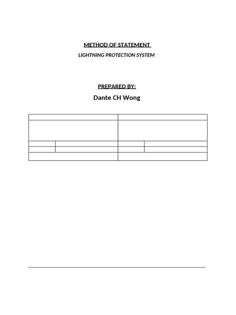 Lightning Protection System Method Statement | PDF | Personal ...