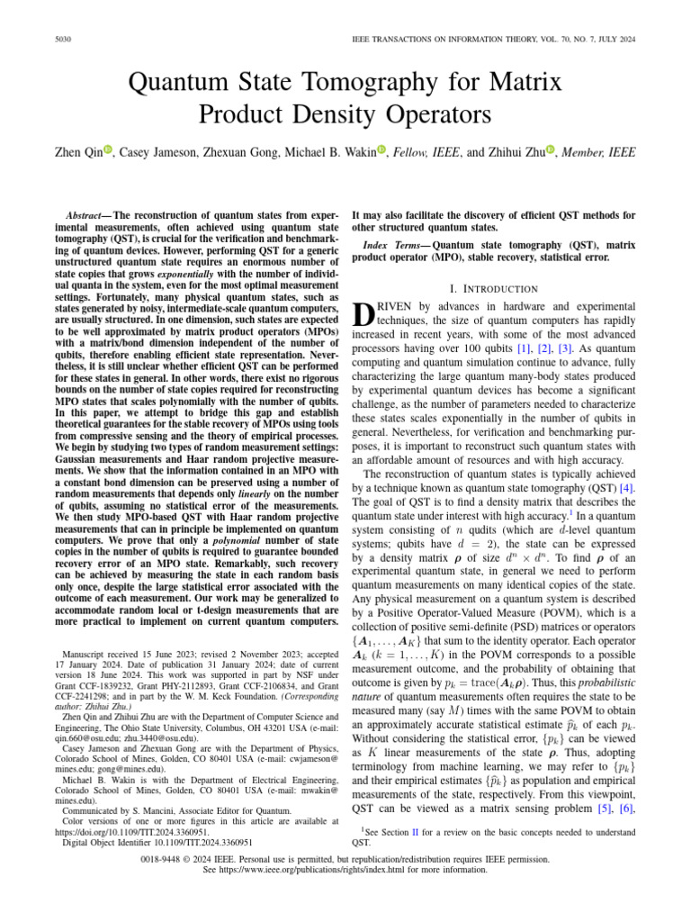 Qip2025 Paper286 Technical Manuscript | PDF | Matrix (Mathematics ...