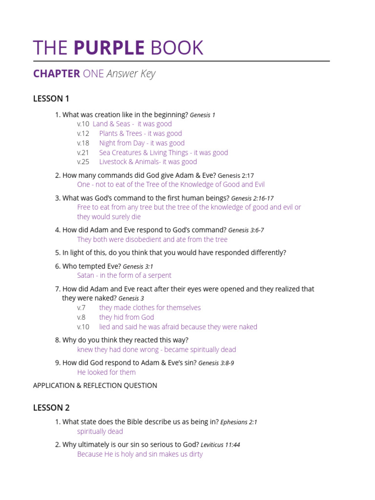 The Purple Book Answer Key Chapters 12 PDF Disciple (Christianity