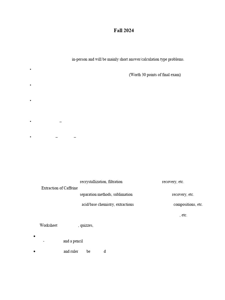 Fall 2024 Final Exam Study Guide | PDF