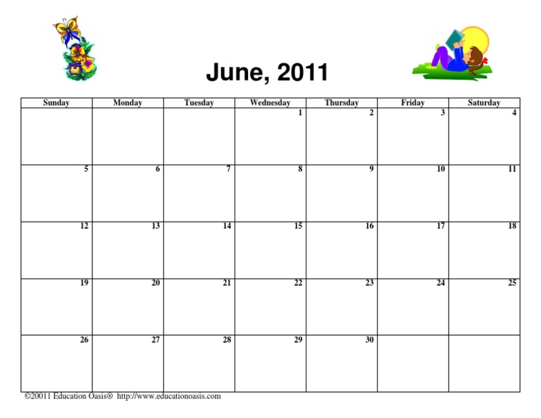 June Calendar 2011 | PDF