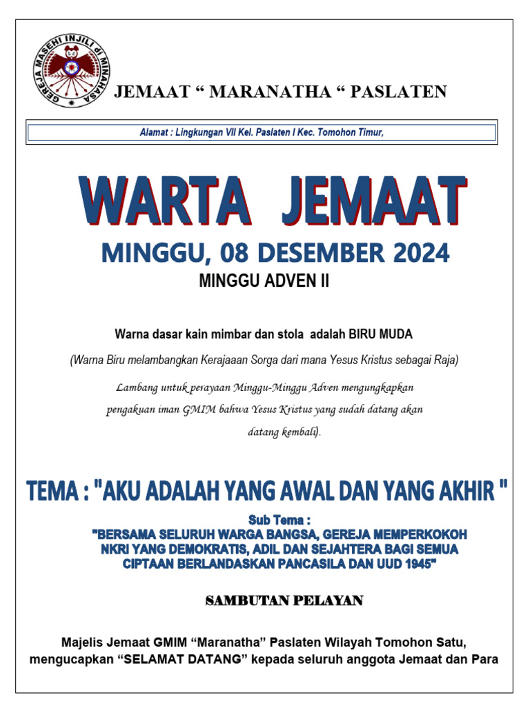 Format Warta Jemaat 8 Desember 2024 PDF