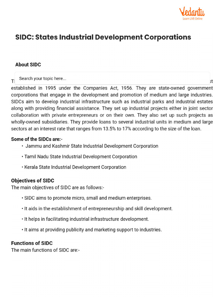 SIDC - States Industrial Development Corporations | PDF