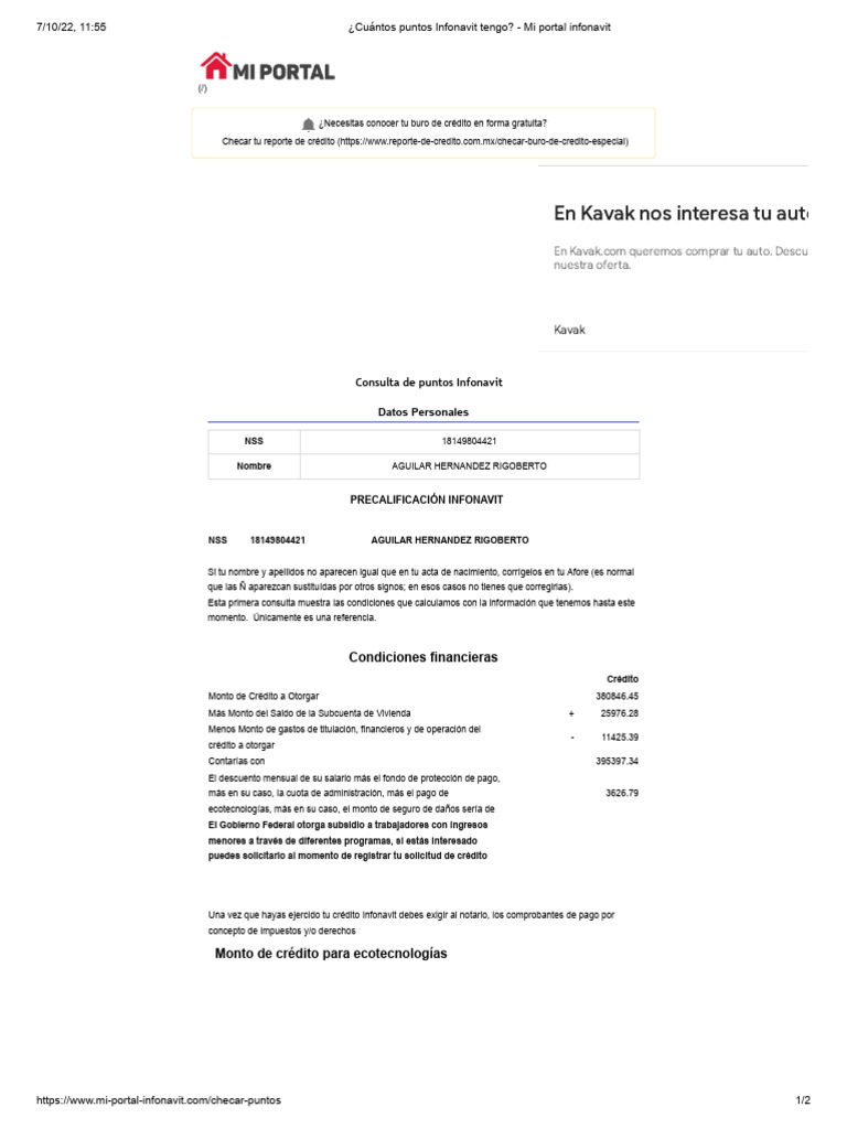 Consulta de Puntos Infonavit 2023 | PDF | Crédito | Finanzas y dinero