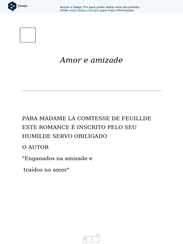 Romance de Amor e Amizade em Cartas | PDF | Amor | Augustus