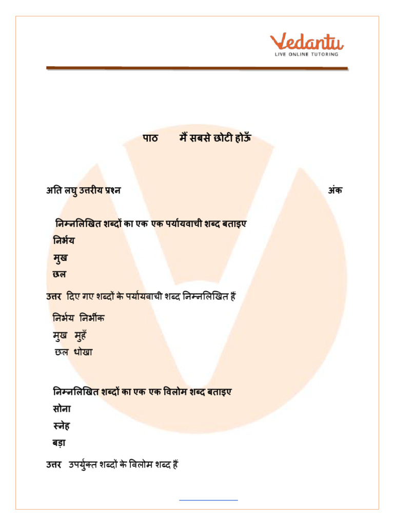 Important Questions For CBSE Class 6 Hindi Vasant Chapter 13 - Mai Sab ...