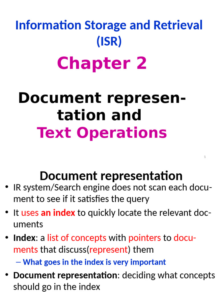 Document Representation in ISR | PDF | Morphology (Linguistics ...
