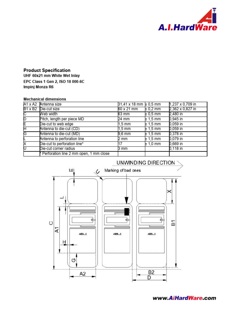 UHF On-Metal RFID Tag Specification | PDF | Radio Frequency ...