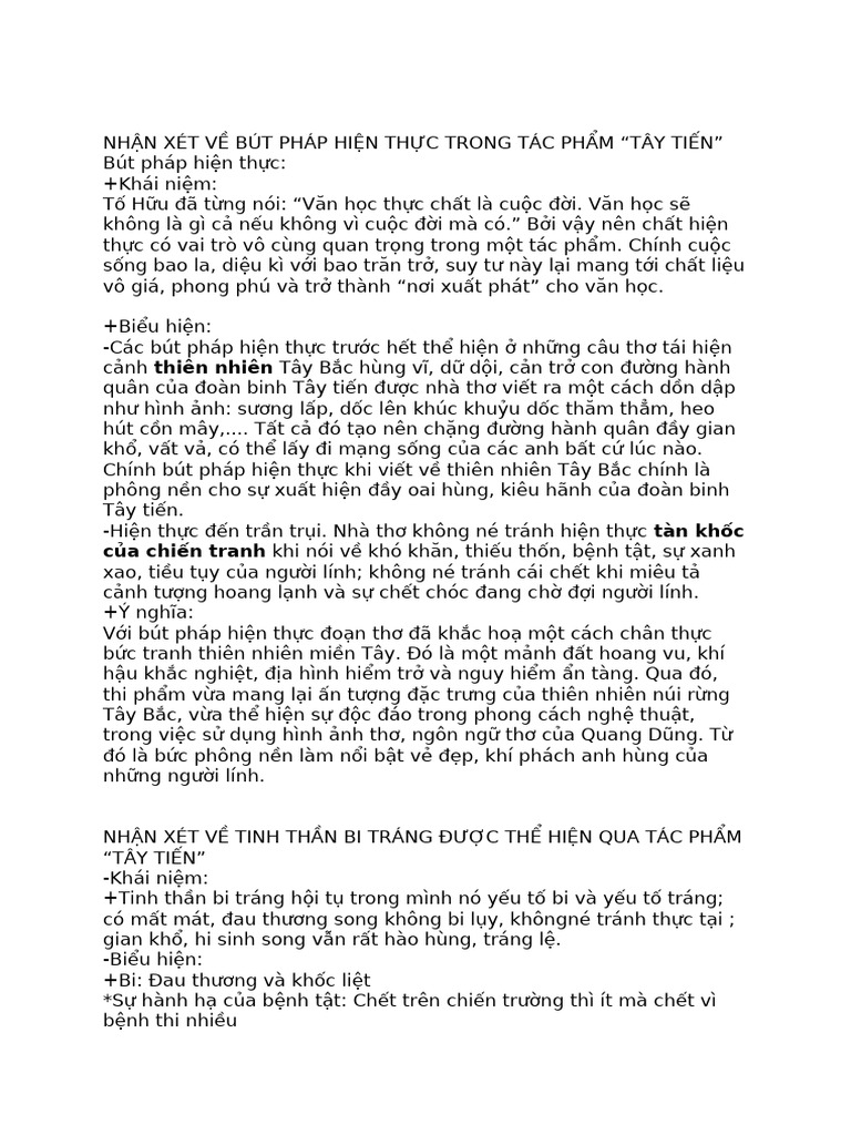 Bút pháp hiện thực- bi tráng trong Tây tiến - nhóm Minh Thư | PDF