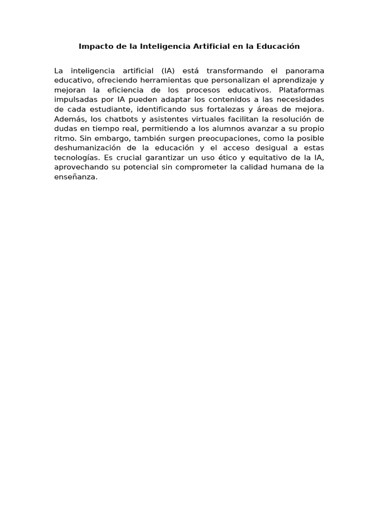 IA y su impacto en la educación moderna | PDF