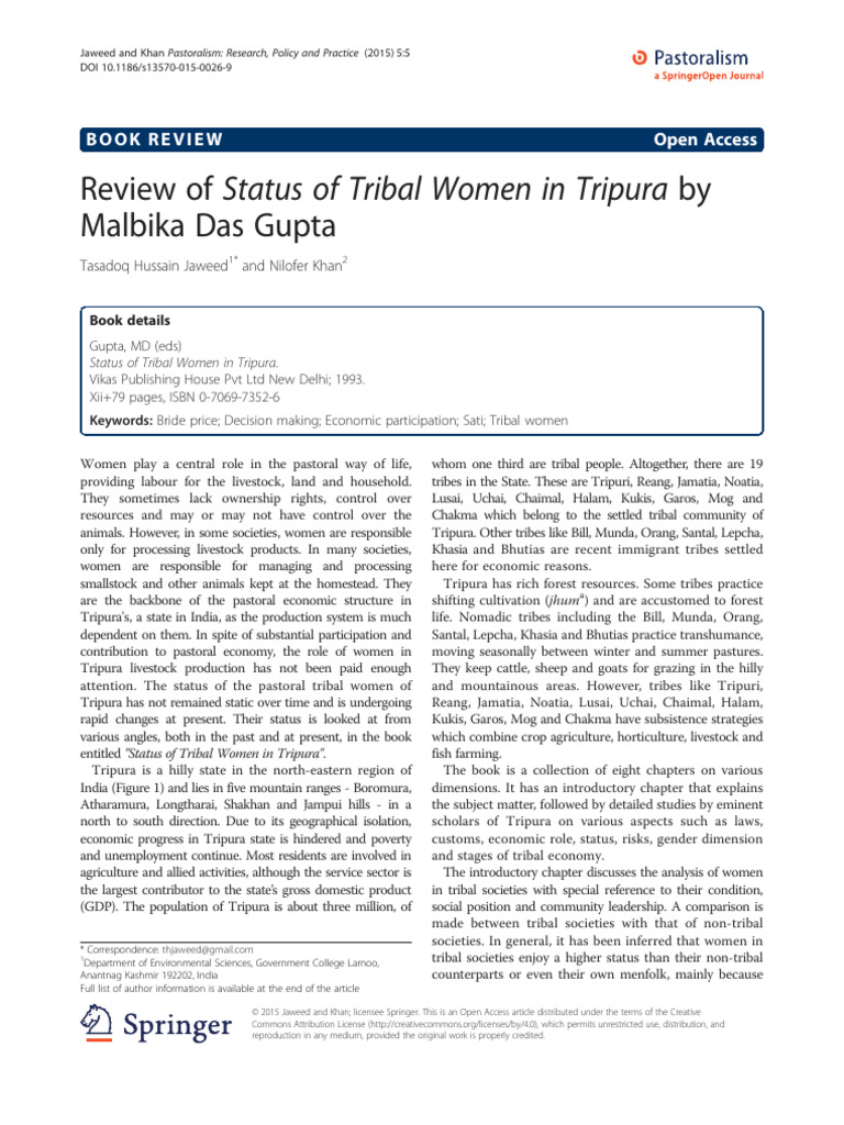 Review of Status of Tribal Women in Tripura | PDF | Agriculture | Society