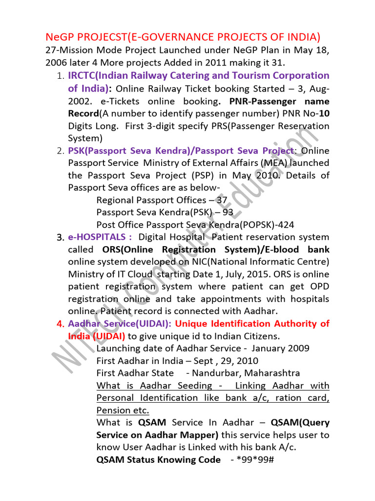 NeGP PROJECSTs-EGOVERNANCE | PDF | Identity Document | Information ...