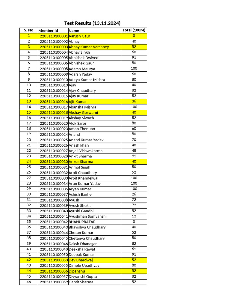 Test Results Summary - November 2024 | PDF