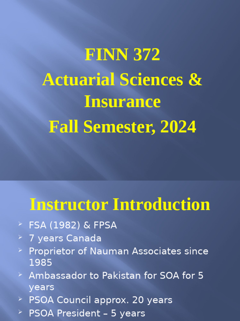 Lecture 1 - 3 | PDF | Insurance | Risk