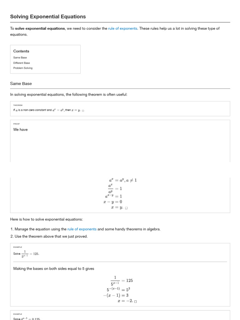 How to Solve Exponential Equations | PDF | Exponentiation | Equations