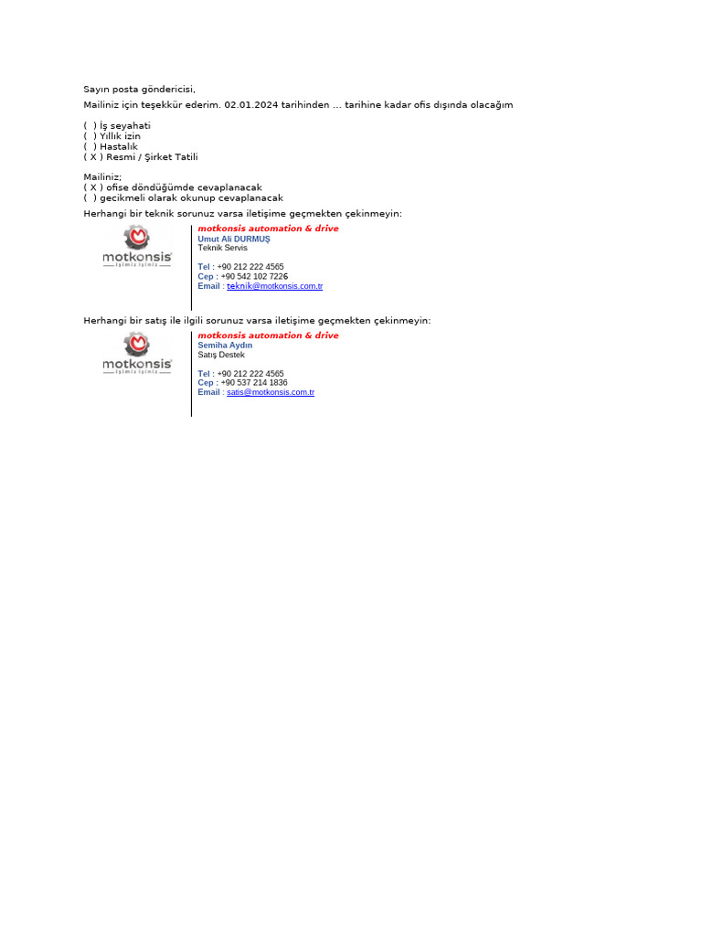 Mail Otomatik Yanıt | PDF