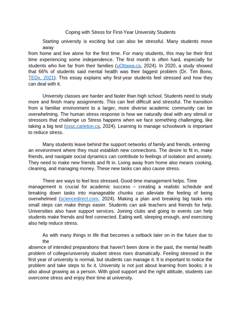 Coping With Stress For First Year College Students | PDF | Stress ...