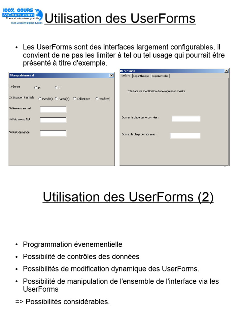 Création et Utilisation des UserForms Excel | PDF | Programmation ...