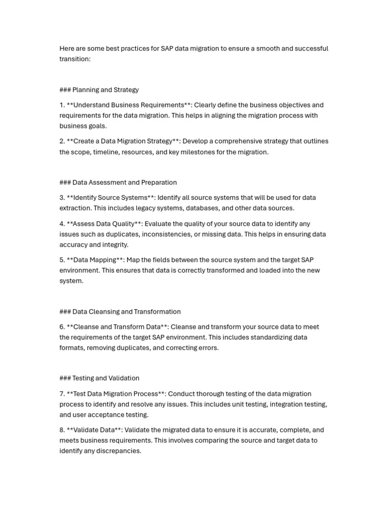 Best Practices for SAP Data Migration | PDF | Information Technology ...