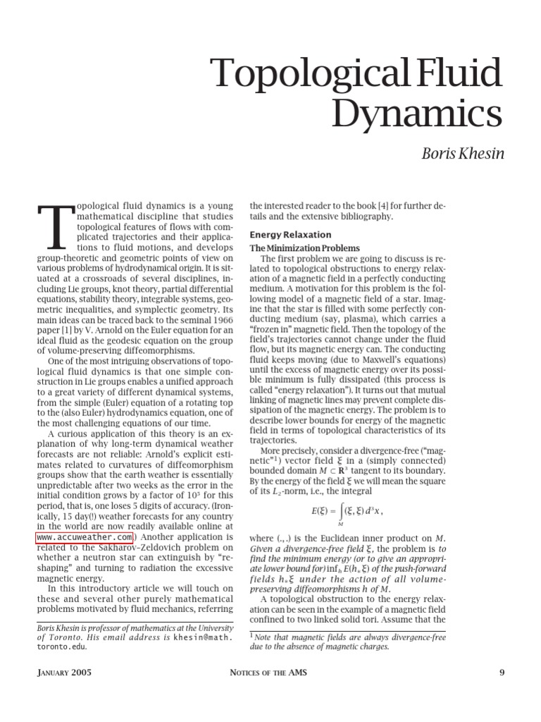 Topological Fluid Dynamics Overview | PDF | Manifold | Differential Form