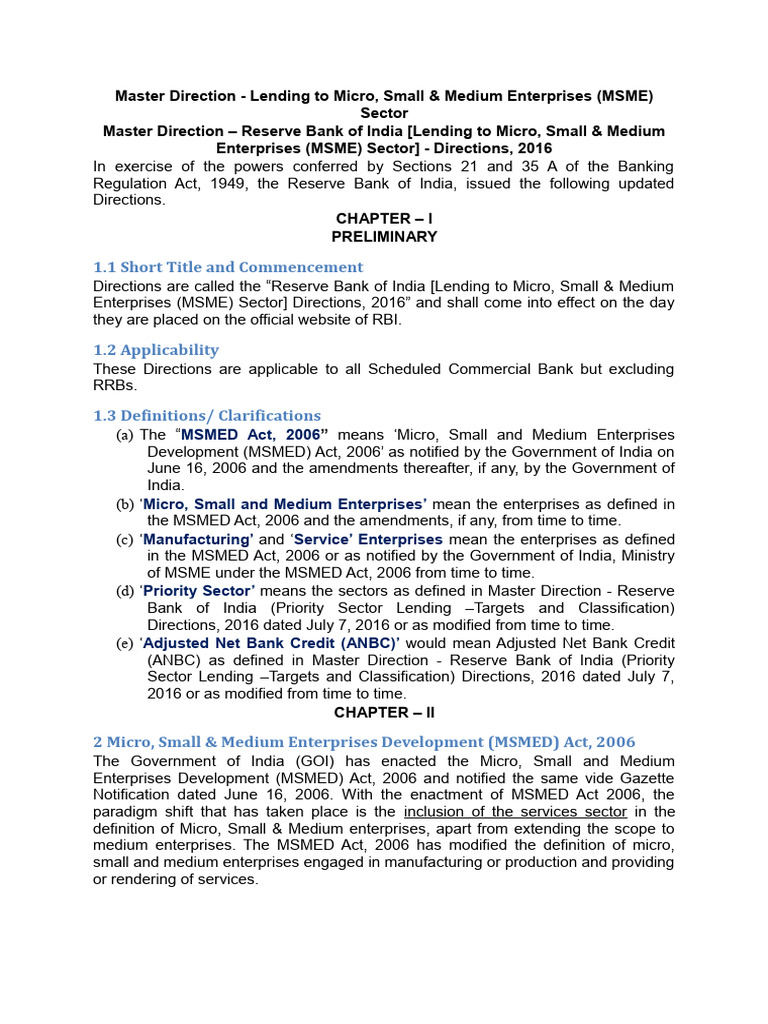 MSME | PDF | Reserve Bank Of India | Business