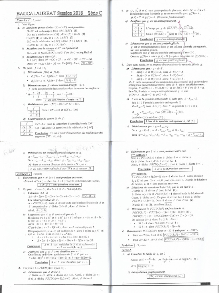 Bac C 2018 Corr | PDF