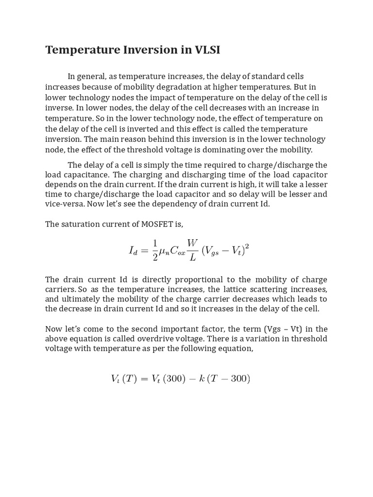 Temperature Inversion in VLSI Nodes | PDF | Field Effect Transistor ...