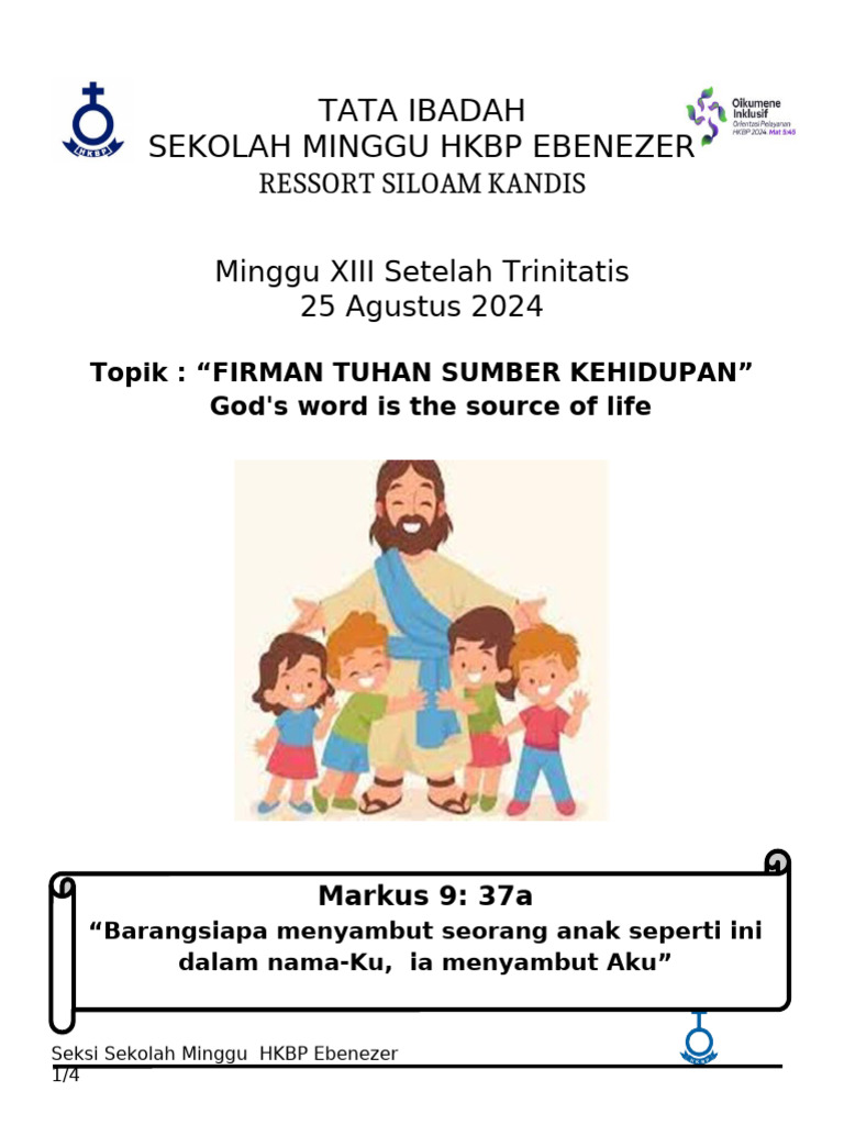 Tata Ibadah SM Ebenezer 25 Agustus 2024 | PDF