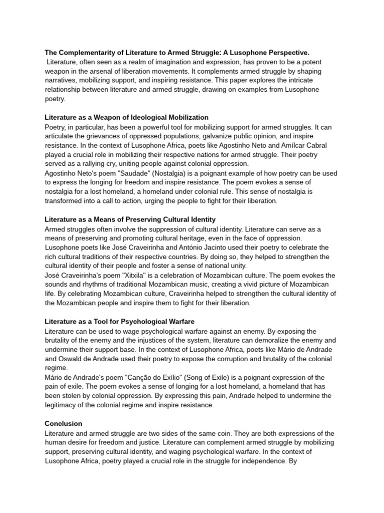 Citing Examples From Lusophone Poetry J Discuss The | PDF | Poetry