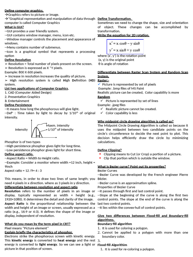 Introduction to Computer Graphics Concepts | PDF | Display Resolution ...