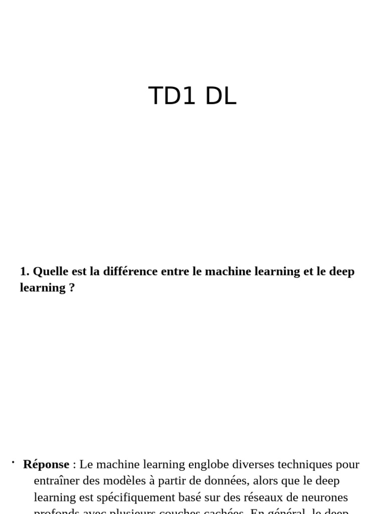 Différences entre Machine Learning et Deep Learning | PDF | Réseau de ...