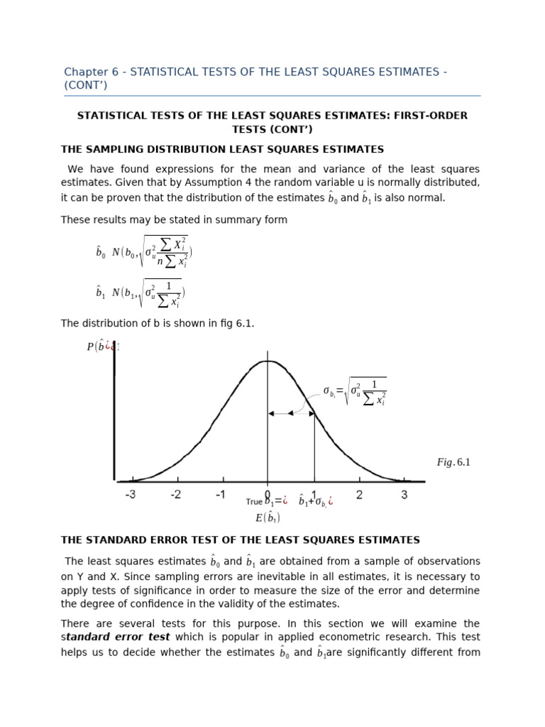 Chapter 6 - STATISTICAL TESTS OF THE LEAST SQUARES ESTIMATES - (CONT ...