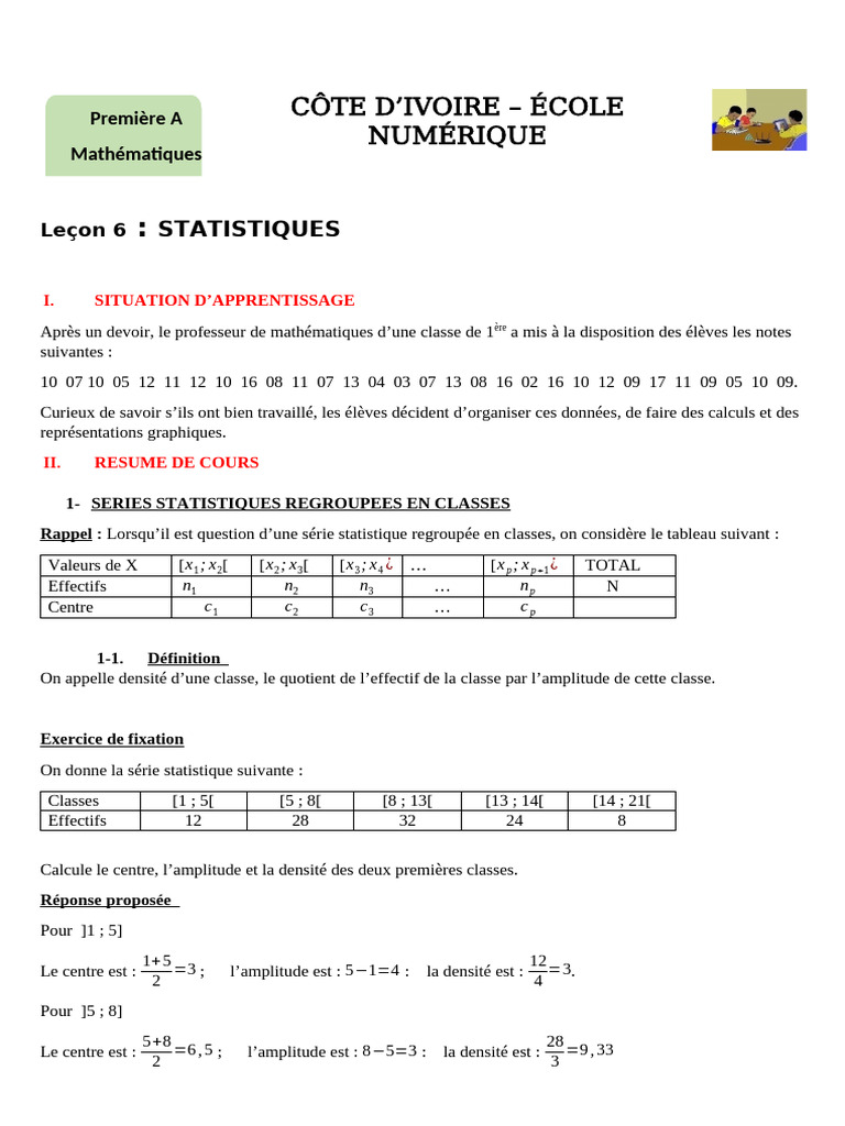 Statistiques : Amplitude et Densité | PDF | Quartile
