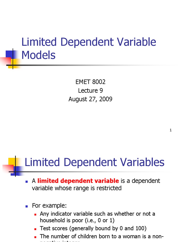 09-Limited Dependent Variable Models | PDF | Computers