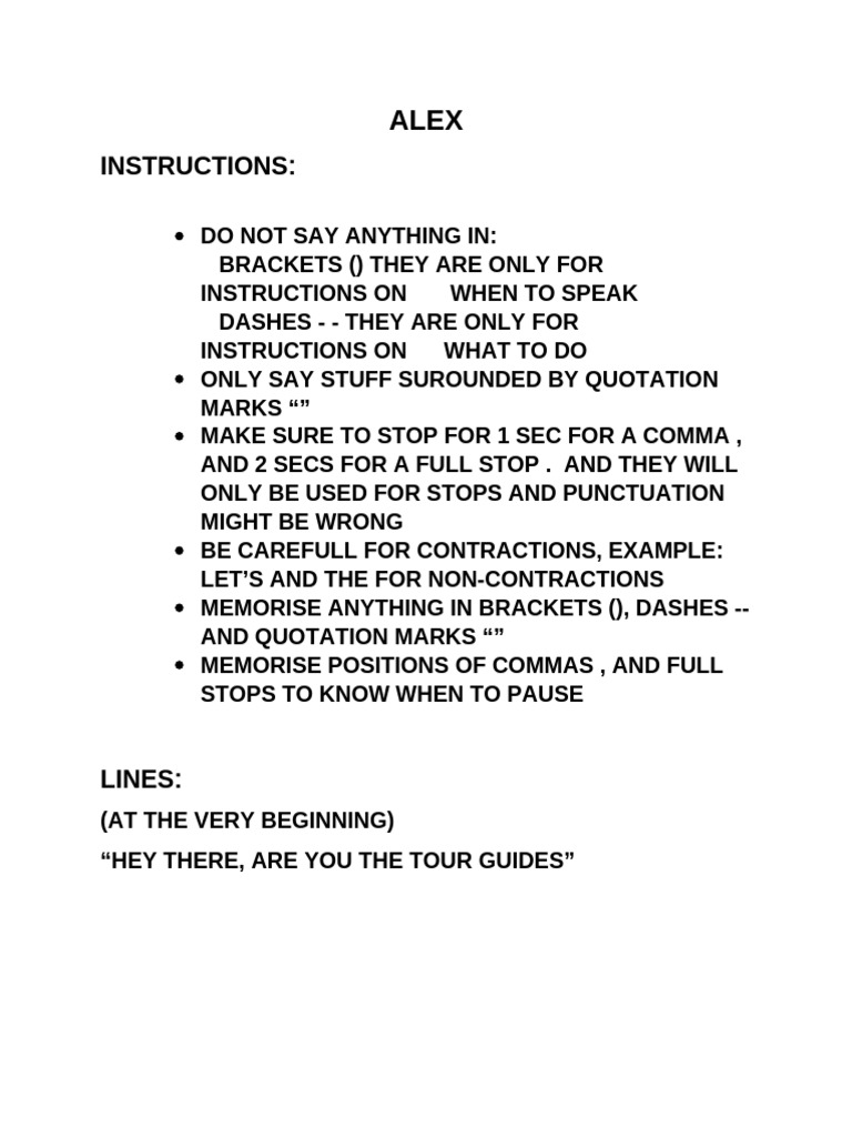 Tour Guide Script Instructions | PDF