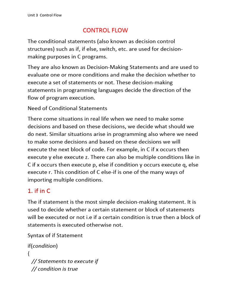 Unit 3 Notes | PDF | Control Flow | Computer Science