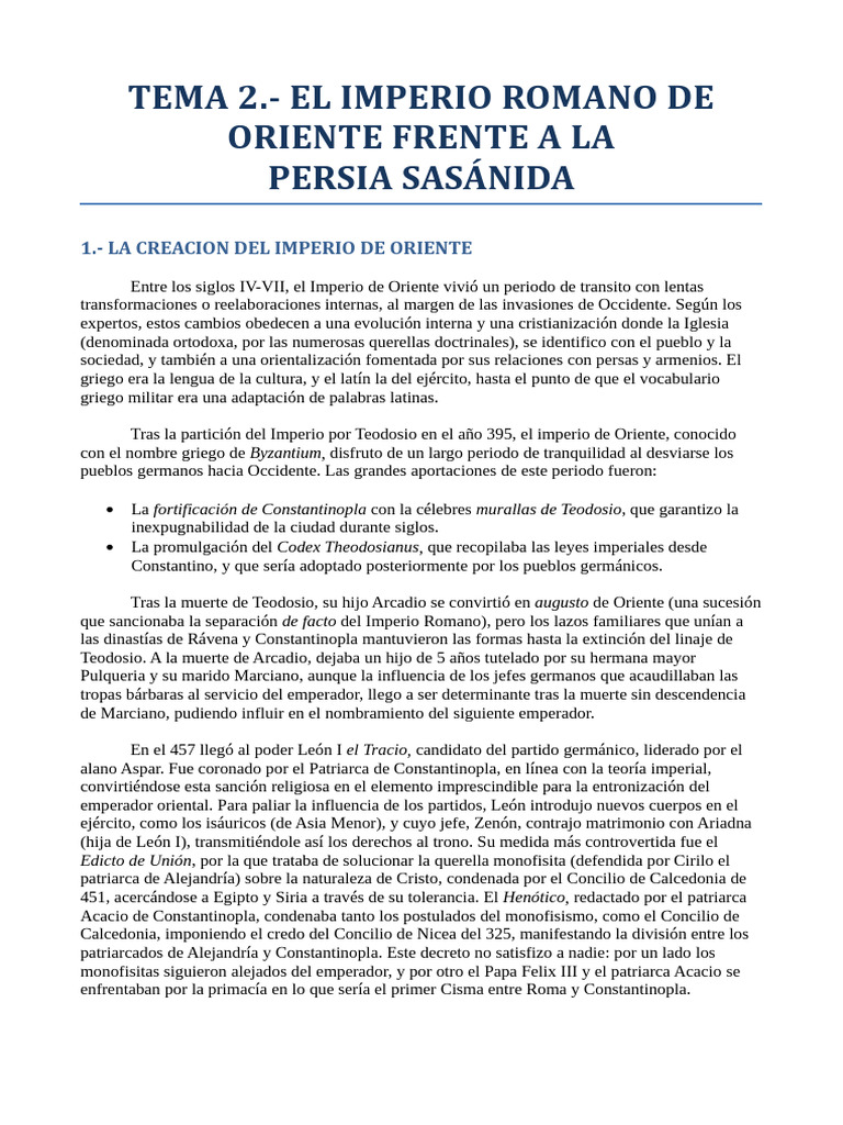 Historia Medieval I - Uned Tema 2 | PDF | imperio Bizantino | Justiniano I