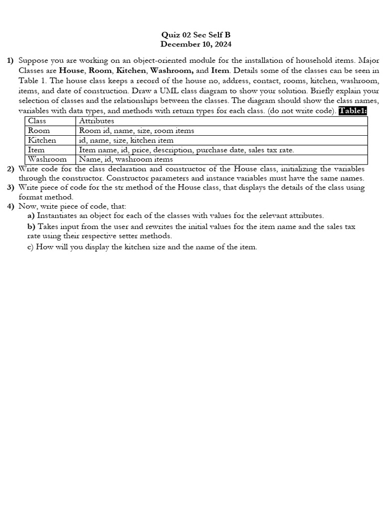 Object-Oriented Design for Household Items | PDF