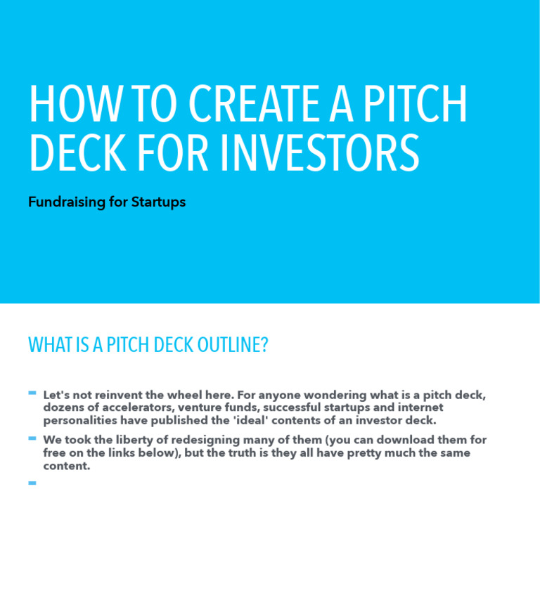 How To Create A Pitch Deck For Investors | PDF