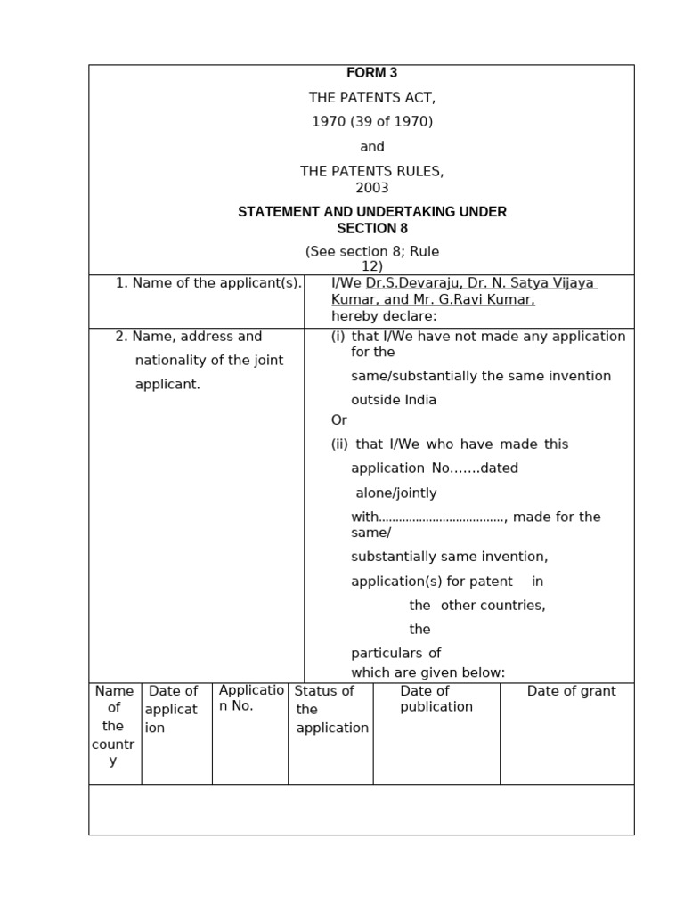 Form-3 | PDF | Patent | Common Law