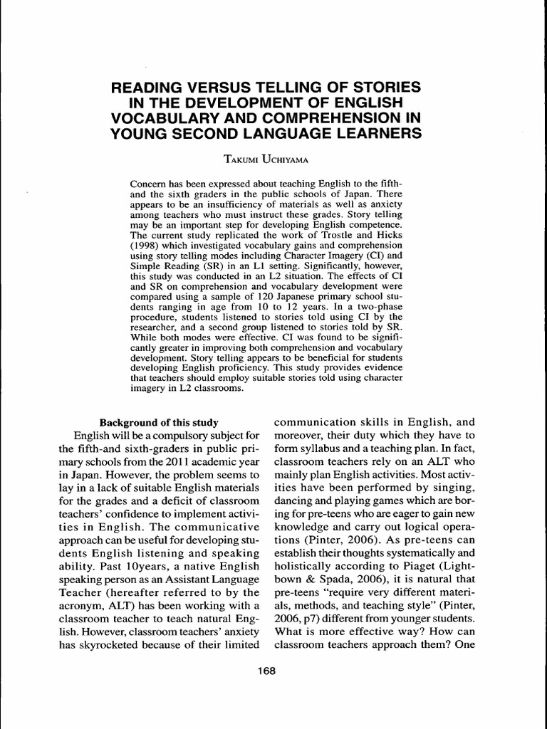 Storytelling in vocabulary development PDF Reading Comprehension