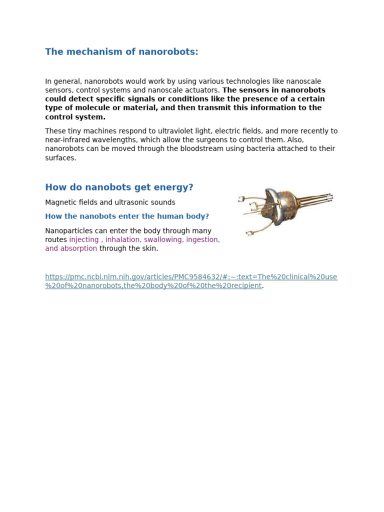 The mechanism of nanorobots | PDF