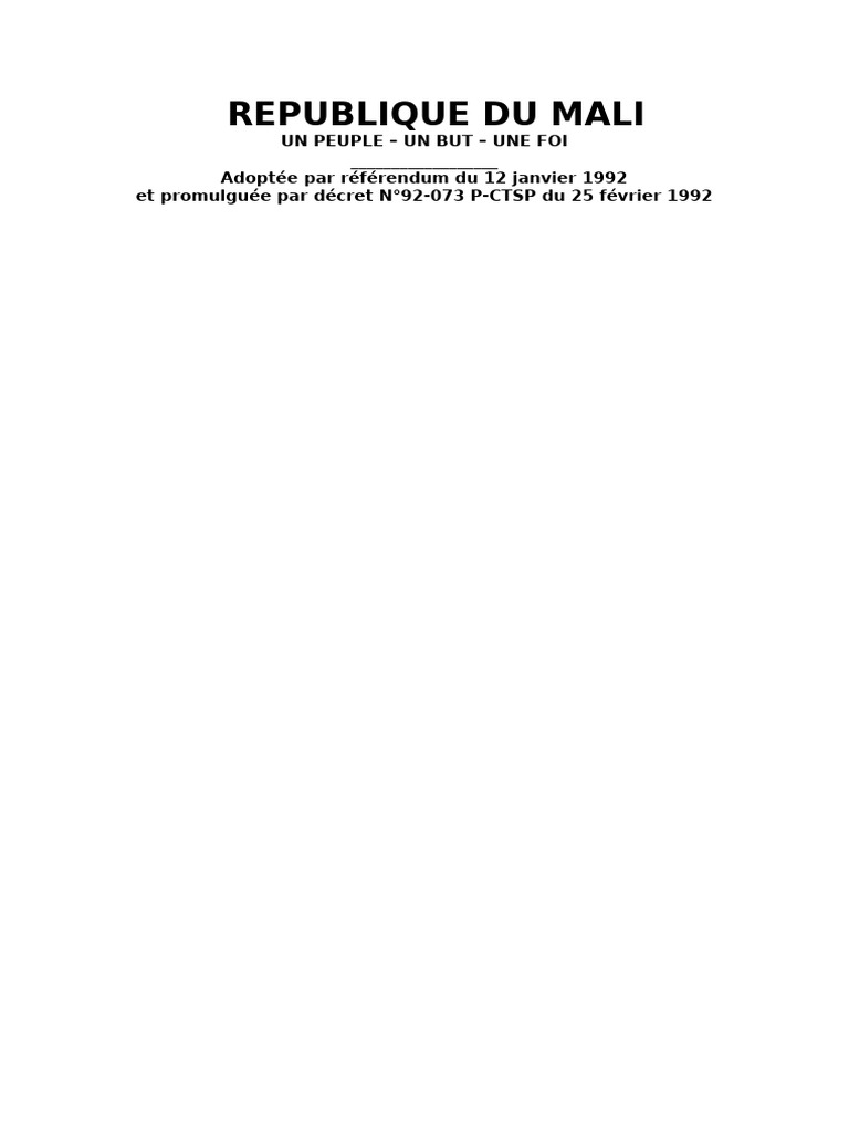 Constitution du Mali de 1992 | PDF | Magistrat | Loi
