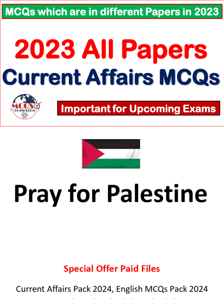 2023 Current Affairs MCQs Compilation | PDF | Pakistan